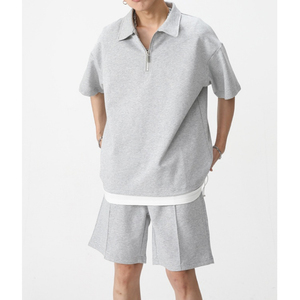 Conjunto de dos piezas de verano para hombre con diseño personalizado, camiseta y pantalones cortos de algodón transpirable de alta calidad para actividades al aire libre, tejido de punto - Product Image 3