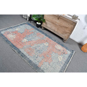 Alfombra turca vintage clásica Bohemia azul y roja 4 'X 6 'Material de lana respaldo de látex para entrada cabecera estilo clásico Patchwork - Product Image 4