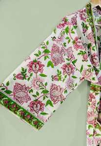 Floral Cotton <b>Kimono</b> Robe Hand Block Print Lightweight Lounge Wear <b>Women</b> Casual Home Robe - Product Image 2