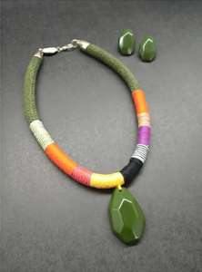 <b>Ethnic</b> Necklace Leather Cord Resin Pendant Statement <b>Accessories</b> Women Decorative Necklace Jewelry for Wearing Engagement Party - Product Image 2