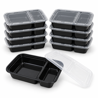 Boîte à lunch rectangulaire jetable de qualité alimentaire à 2 compartiments, compatible micro-ondes, pour les plats à emporter des restaurants