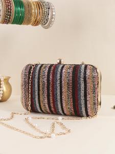 Alta calidad elegante fiesta desgaste embrague forma ovalada con marco de latón pesado bordado a mano moda para fiesta y funciones - Product Image 3