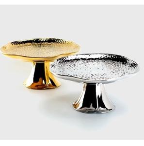 Présentoir à gâteaux gris galvanisé élégant Tendance Design de forme ronde Parfait pour les ustensiles de cuisine et les ustensiles de cuisson Présentoir élégant pour gâteaux - Product Image 4