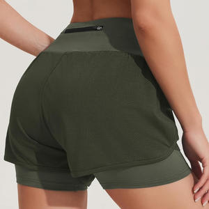 Vente en gros de shorts d'été 2 en 1 pour femmes shorts d'entraînement et de gym personnalisés respirant avec couche de compression OEM usine de vêtements de sport - Product Image 2