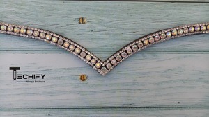 Banda para cejas ecuestre de cuero de último diseño de alta calidad con brazaletes de diamantes de imitación azul oscuro azul congelado azul claro - Product Image 3