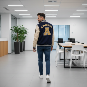 Chaqueta Universitaria de Béisbol con Logotipo Bordado Personalizado, Teñida, 100% Seda, Ecológica, Resistente al Viento, Transpirable, Estilo Vintage, Invierno, Unisex - Product Image 6