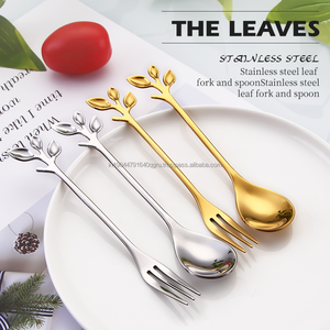 Elegant 304 Leaf Shaped Tea Coffee Fruit Spoons and <b>Forks</b> in Best Price - Product Image 5