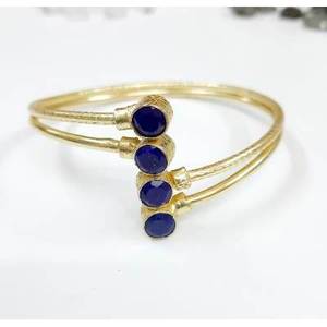Brass Gold Plated Lapis Gemstone Fashion Cuff <b>Bracelets</b> - Product Image 5
