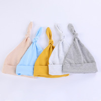 Gorros anudados Unisex de fabricante para bebés recién nacidos, accesorios para recién nacidos de 100% algodón, gorros con nudo para recién nacidos, gorro para dormir para niñas, gorro para bebés