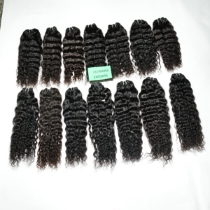 Vente en gros vendeurs de cheveux vierges non transformés paquets de tissage noirs indiens cheveux bruts bouclés branche alignée sur les cuticules cheveux humains - Product Image 2