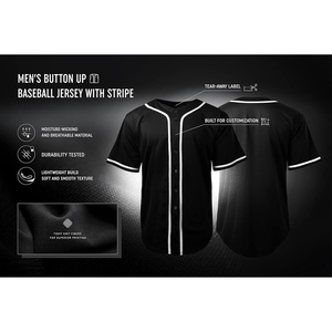 Uniforme décontracté boutonné pour hommes, maillot de baseball vierge à manches courtes, uniforme de sport d'équipe actif pour vêtements de softball - Product Image 3
