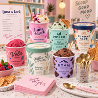 Gobelets à crème glacée personnalisés AT PACK avec logo |   Contenants d'emballage pour gelato de qualité supérieure, bols à dessert et fournitures à emporter pour la crème glacée