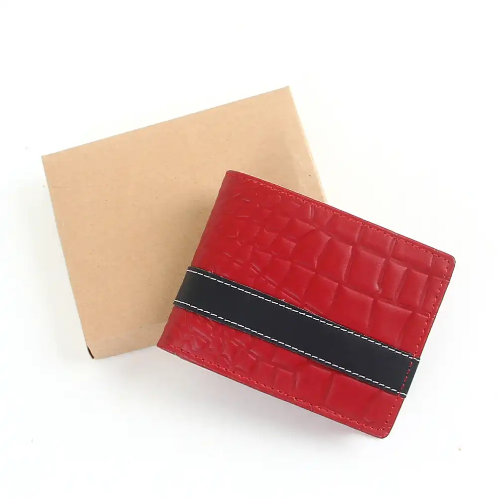 Custom OEM ODM Designs Bifold Genuine Cowhide Crocodile Embossed Texture Leather Wallet for Men Genuine Leather Wallets for Men