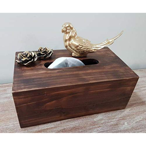 Caja de pañuelos de mesa decorativa para el hogar de último diseñador con acento de metal Caja de pañuelos de madera y metal de primera calidad a bajo precio - Product Image 6