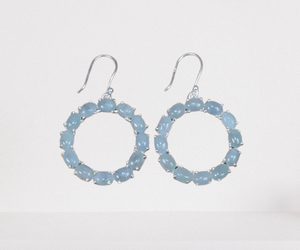 Pendientes de Plata de Ley 925 Chapados en Oro con Aguamarina, Joyería de Piedra Preciosa Sólida de Forma Ovalada para Mujer - Product Image 1