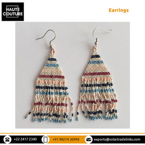 Diseño de moda Tiras multicolores Delicas Miyuki Beads Made 6cm de largo Pendientes ligeros para mujer Disponibles en cantidad a granel - Product Image 3