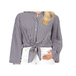 Camicia blu in popeline con orlo annodato Michael Kors Halo - Product Image 2