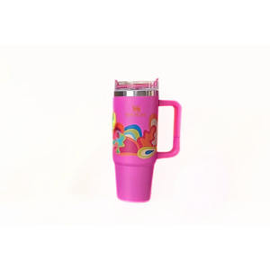 Tasse de voyage moderne mignonne en édition limitée de 30 oz en acier inoxydable à double paroi anti-fuite avec couvercle coloré pour boissons - Product Image 2