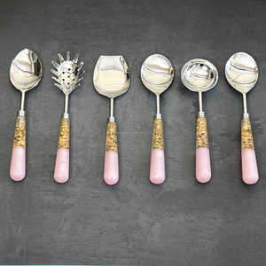 New India RF Crafts Stainless Steel <b>Serving</b> <b>Spoon</b> <b>Gold</b> Resin Design Tableware Home Fruit Boutique Coffee <b>Spoons</b> for Gifts - Product Image 5