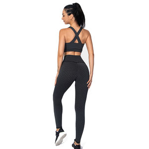 Élégant noir asymétrique une épaule Yoga ensemble pour les femmes taille haute écologique entraînement Leggings haut court élégant vêtements de sport - Product Image 6