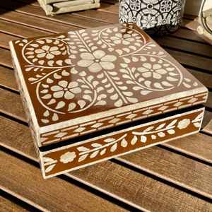 High Quality Modern Gold Color Square Pattern Bone Inlay Tableware and <b>Jewelry</b> <b>Box</b> Wholesale Price - Product Image 2