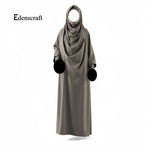 Polyester modeste pour robe de jilbab pour femmes pleine longueur islamique Abaya manches longues coupe ample tissu respirant conception simple - Product Image 3
