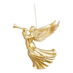 Christmas New Year Decoration <b>Matt</b> Gold <b>White</b> Silver <b>Paint</b> Champagne Gold Glitter Acrylic 3D Fly Angel Playing Horn Ornament - Product Image 1