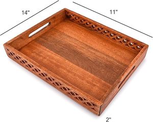 European Style <b>Square</b> Curved <b>Edges</b> Plywood Wooden Tray Easy Hand Grip Kitchen Item Hot Selling Food Serving Platter - Product Image 3