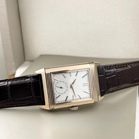 Montre de collection formelle pour homme, haut de gamme, avec boîtier en or rose plaqué or 18 carats bleu, petite seconde et cadran à double affichage