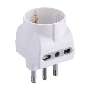 Adattatore Triplo 16A-2 Prese Bipasso +1 Schuko Figura 11 Bianco - Product Image 1