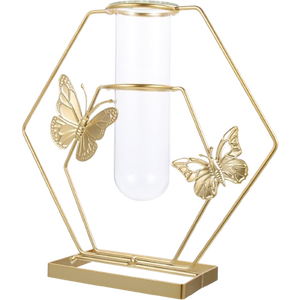 Vase à fleurs en tube de verre hydroponique de conception minimale avec support en métal prix de gros vase en fer de luxe décoration de mariage de plante - Product Image 6