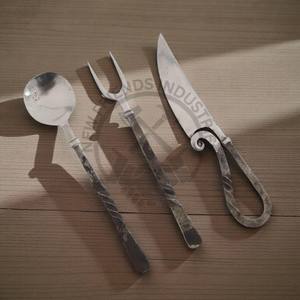 Ensemble de couverts médiévaux forgés à la main, neuf, en argent viking, ensemble de couverts de fête, couverts en fer médiéval de haute qualité - Product Image 2