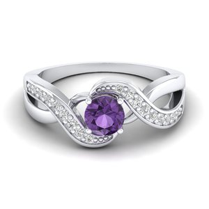 REYES prix de gros d'usine bagues de fiançailles en moissanite en or 14 carats coupe ronde 0.84Ct améthyste pierre précieuse bijoux minimalistes - Product Image 5