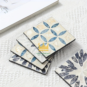 Offre Spéciale coloré naturel coquille résine tasse tapis caboteur tissé à la main isolation carré napperon cuisine maison Table décoration - Product Image 3