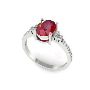 Haute qualité solide 18k or jaune véritable ovale rubis pierre précieuse diamant pavé Solitaire bague de fiançailles fabricant de bijoux fins - Product Image 6