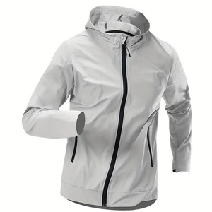 Chaqueta cortavientos para correr para hombre Premium 2026 con tela de lona con capucha de diseño personalizado - Product Image 1