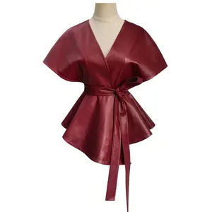 Veste en similicuir vintage surdimensionnée pour femmes et filles, avec logo personnalisé, capuche, manteau d'hiver rembourré en polyester, fourrure, grande taille, PU uni - Product Image 5