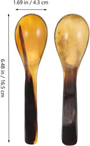 Cuillère en corne de buffle à long manche, design classique écologique, texture naturelle lisse pour cuisines bio - Inde - Product Image 2