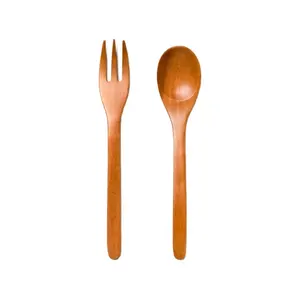 Servidores de ensaladas con acabado de cereza, alta calidad, fabricación, último diseño, hecho a mano, respetuoso con el medio ambiente, cubiertos de madera Natural - Product Image 1