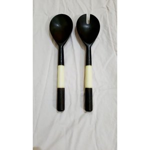 Cubiertos de esmalte de madera de mango de diseño único, servidor de ensalada o cuchara, utensilios de cocina de alta calidad de aspecto sencillo, juego de cubiertos de madera personalizados - Product Image 1