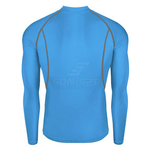 Camisetas de compresión de alta calidad para hombres con mangas completas Diseño de logotipo personalizado Camisetas de compresión casuales con cuello redondo Patrón sólido - Product Image 3