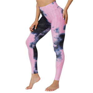 Venta caliente de las mujeres Tie Dye Leggings Estilo simple Cintura media Fitness Pantalones Cordón Cierre Botón Sólido Spandex/Poliéster - Product Image 6