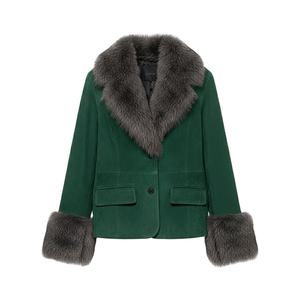 Abrigo de Piel Sintética de Gamuza de Moda para Invierno 2026, Chaqueta Casual Transpirable con Cuello en V y Cierre de un Solo Botón para Mujer - Product Image 1