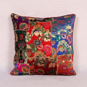 Housse de coussin brocart multicolore motif floral patchwork taies d'oreiller élégantes et housses - Product Image 4