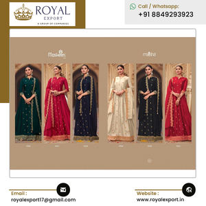 2023 última llegada Ropa Étnica de la mejor calidad vestido de trabajo bordado de seda rusa pura con Dupatta para compradores a granel - Product Image 5