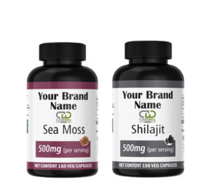 Cápsulas de Shilajit Orgánico y Musgo Marino con Melena de León OEM, 500 mg de Shilajit, Melena de León y Musgo Marino - Product Image 1
