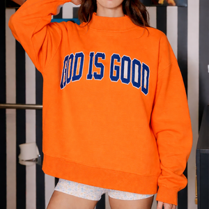 Pull à col montant oversize pour femme, manches longues, décontracté, coupe ample, streetwear, confortable, doux, automne-hiver, superposé, imprimé, cristal - Product Image 6