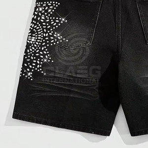 Pantalones vaqueros cortos con diamantes de imitación de estilo único al por mayor, pantalones vaqueros ligeros 2025, pantalones cortos con diamantes de imitación, pantalones vaqueros para adultos - Product Image 4