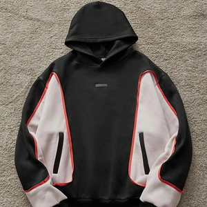 Womens two tone zip up hoodie color block fleece jacket stylish modern outfit perfect for gym streetwear or travel casual wear - Product Image 1