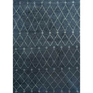 Alfombras de Lana Anudadas a Mano con Patrón Geométrico Azul Zuri, 9x12, Rectangulares, para Pasillo, Entrada, Habitación, para Adolescentes - LKM-2098 - Product Image 5